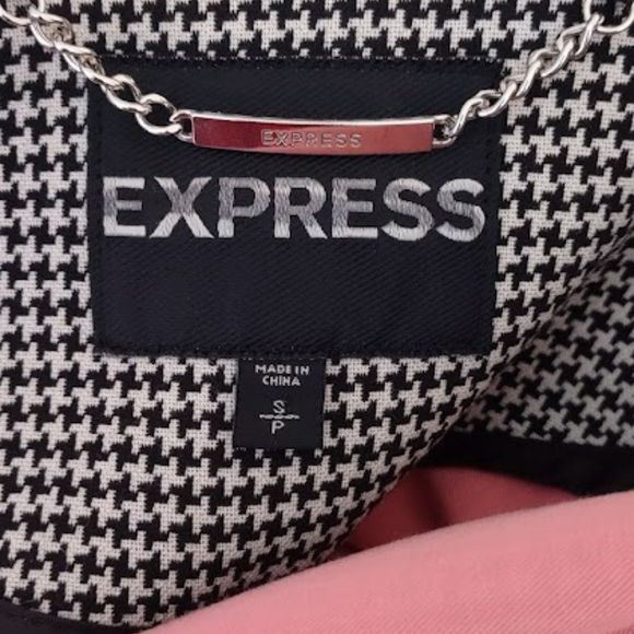 Express Faux Leather Trimmed Houndstooth Jacket - Picture 12 of 13